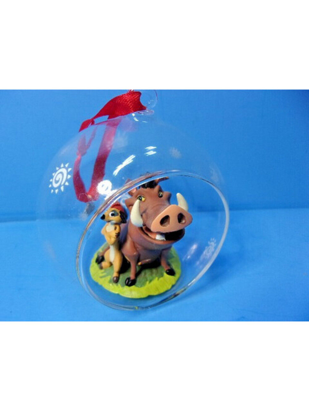Disney Sketchbook TIMON and PUMBA in Glass Globe Lion King Ornament 2017 Rare